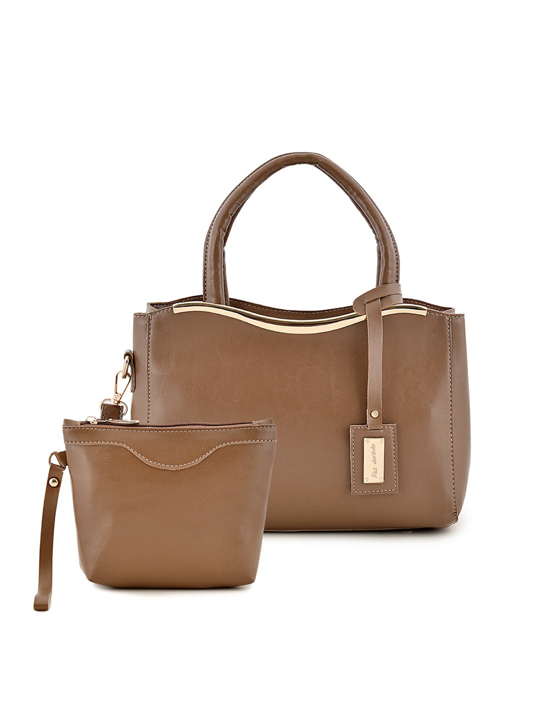 

Pez dorado Brown PU Structured Handheld Bag