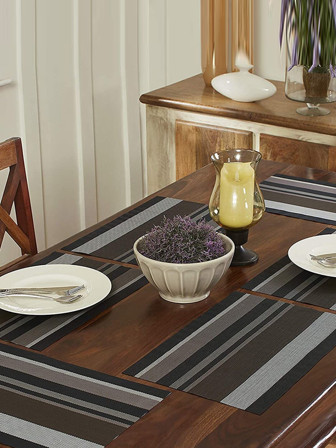 

homewards Set of 4 Brown Striped Table Placemats