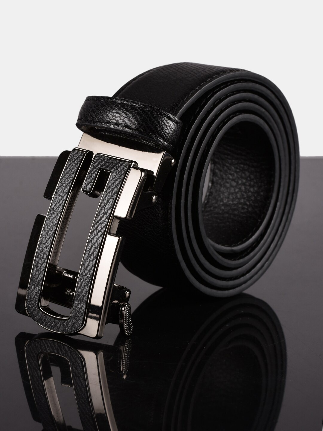 

BuckleUp Men Black PU Belt