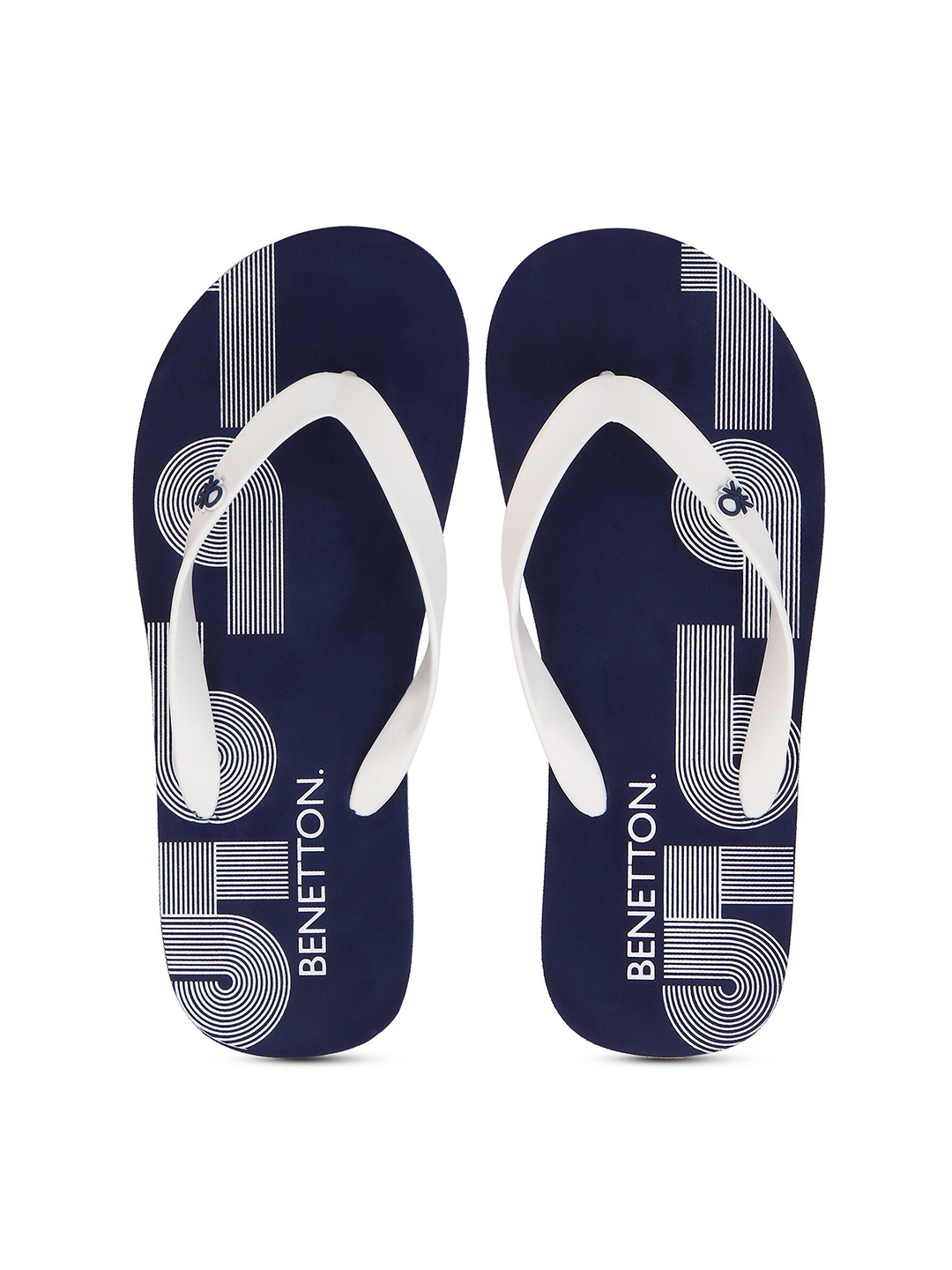 

United Colors of Benetton Men Navy Blue & White Printed Thong Flip-Flops