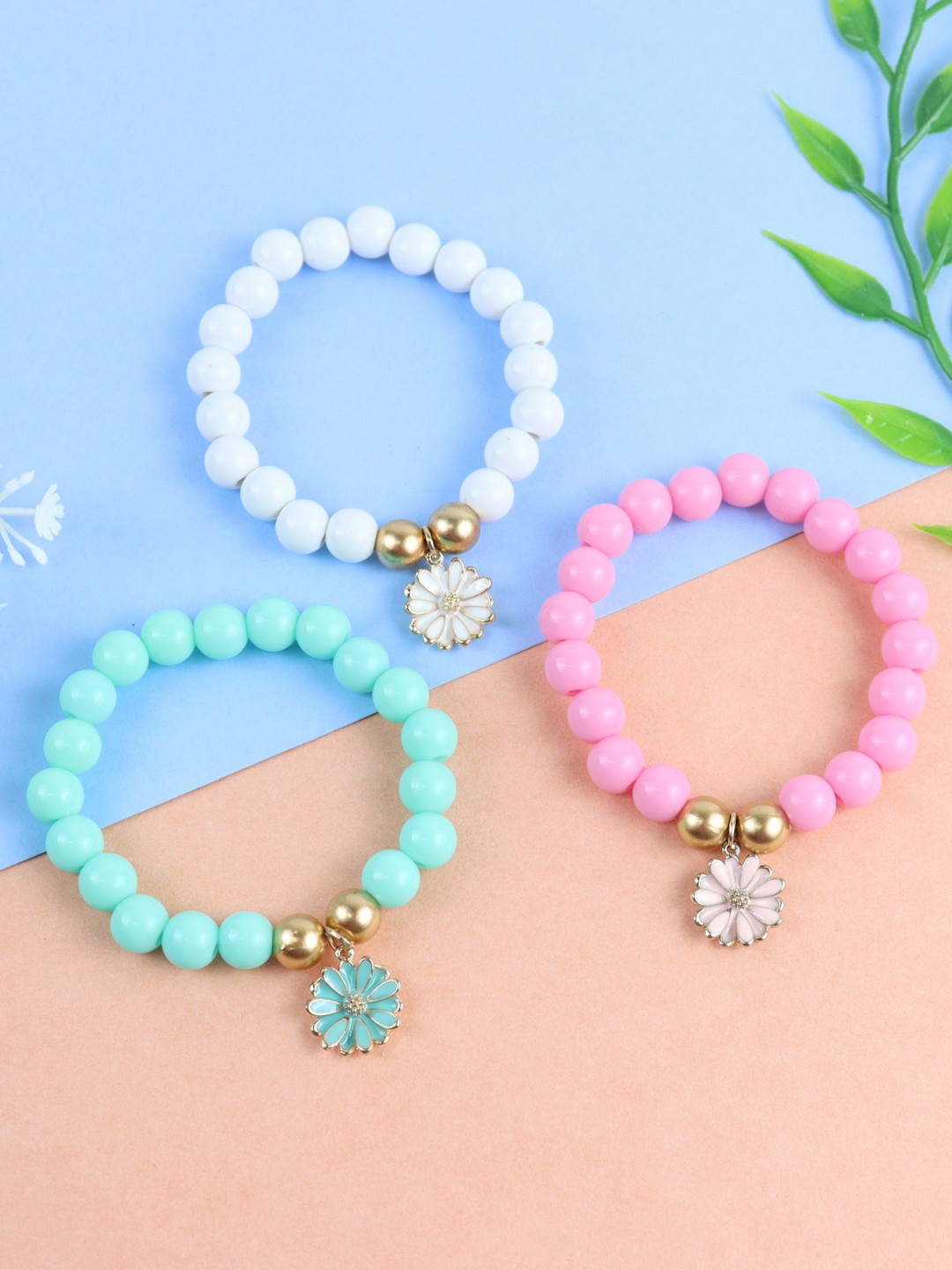 

Asthetika Kids Girls 3 Gold-Toned & Pink Gold-Plated Bracelet