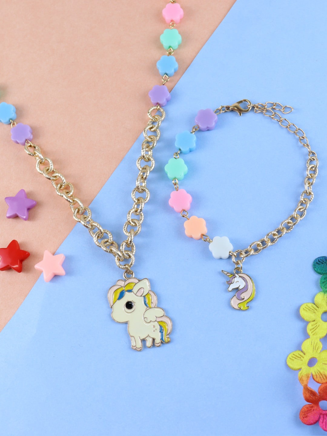 

Asthetika Kids Unicorn Necklace & Bracelet, Pink