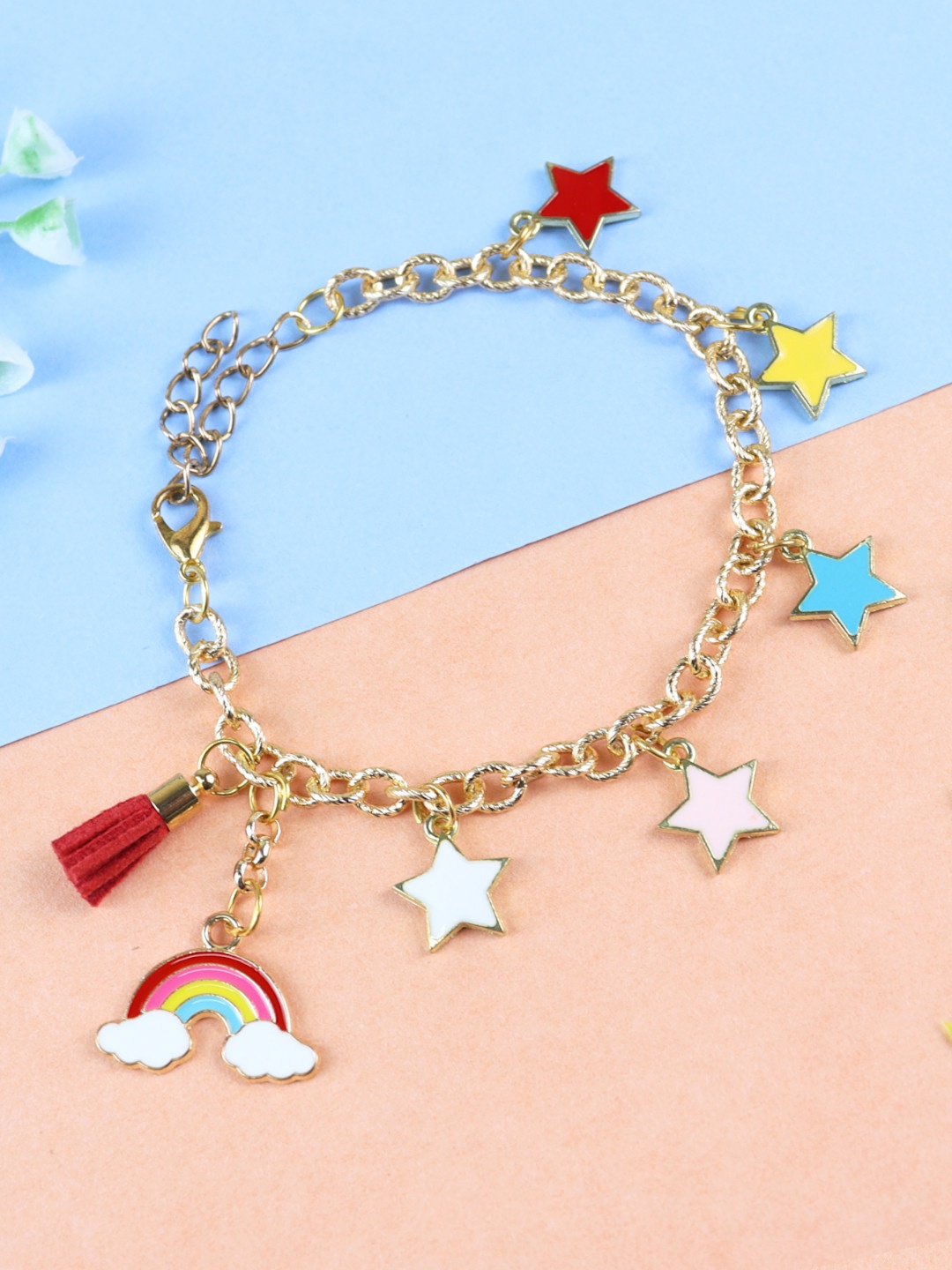 

Asthetika Kids Girls Gold-Toned & Red Gold-Plated Link Bracelet