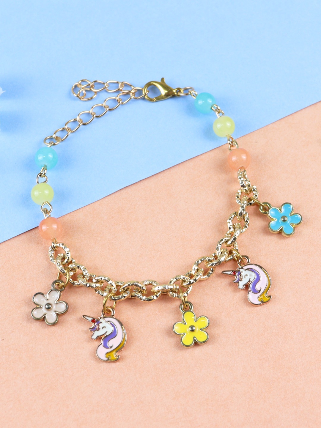 

Asthetika Kids Girls Gold-Toned & Pink Gold-Plated Link Bracelet