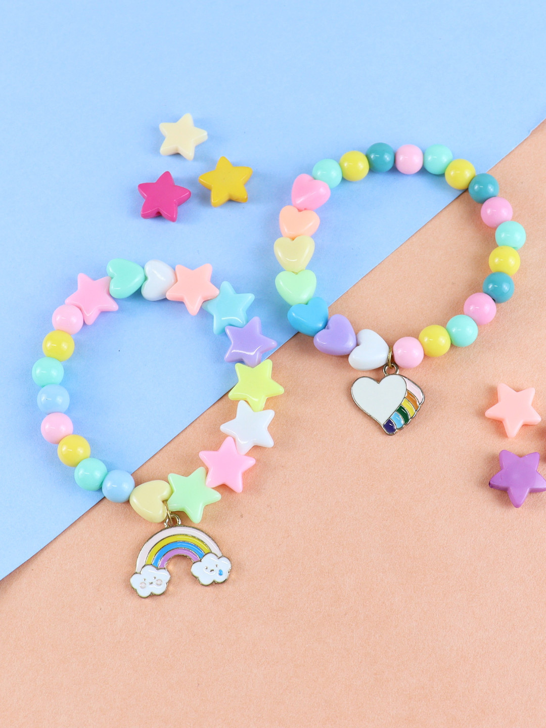 

Asthetika Kids Girls Set of 2 Gold-Toned & Pink Gold-Plated Bracelet
