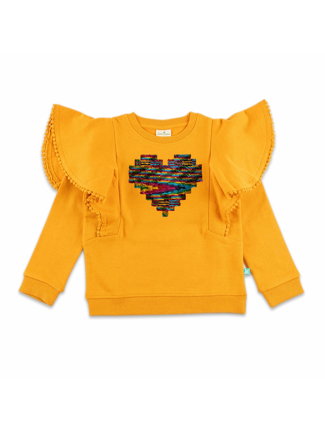 

JusCubs Girls Yellow Embellished Sweatshirt