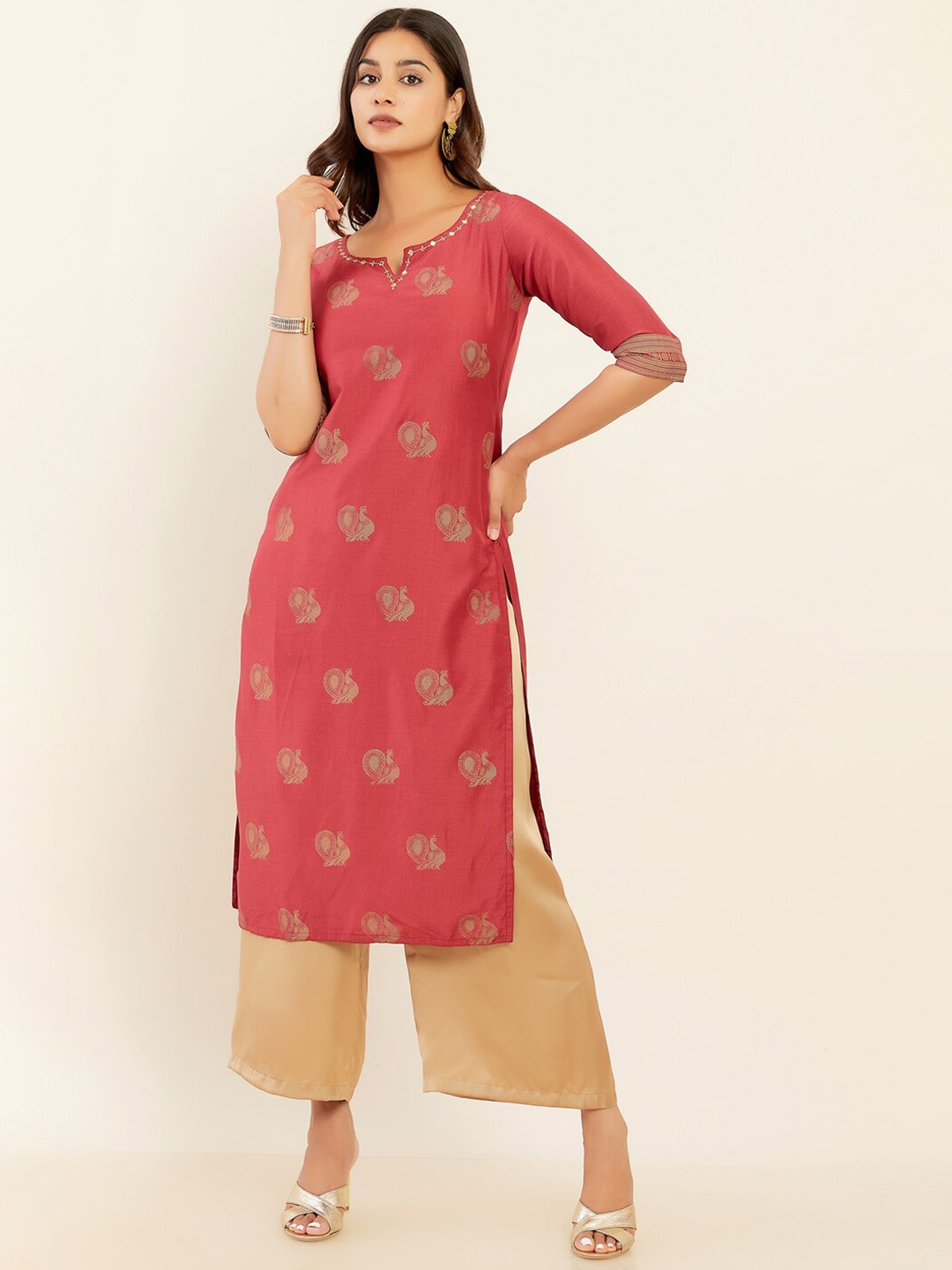 

Maybell Women Ethnic Motifs Printed Kurta, Rust