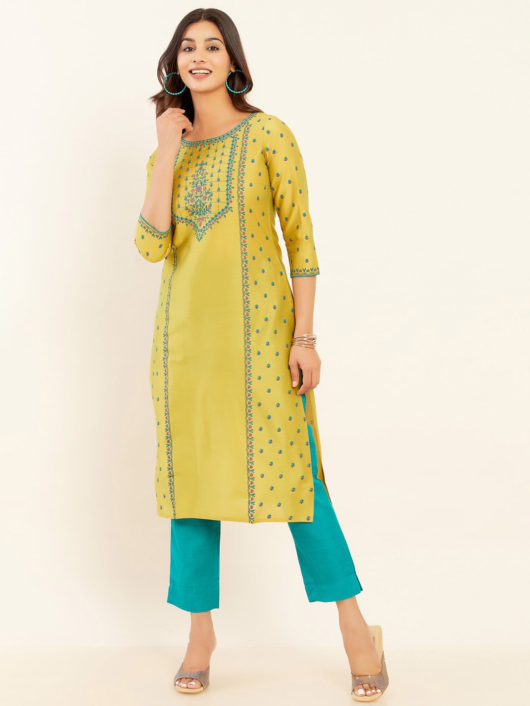 

Maybell Women Floral Printed Kurta, Green
