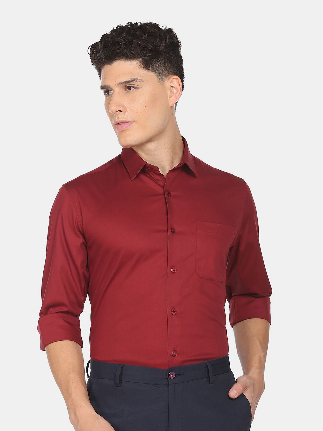 

AD By Arvind Men Maroon Slim Fit Formal Shirt