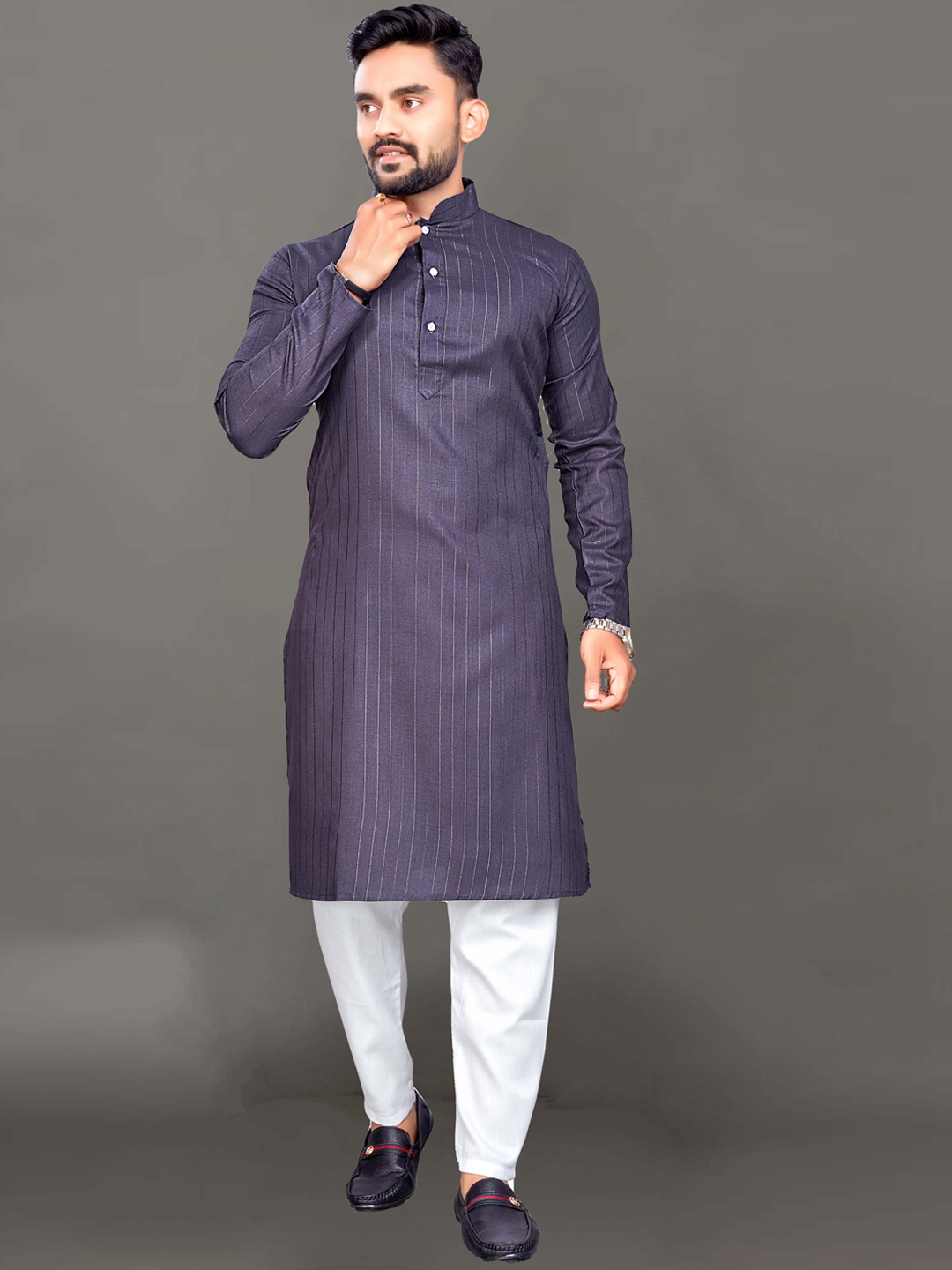 

Ekta Textiles Men Printed Pure Cotton Kurta with Pyjamas, Blue