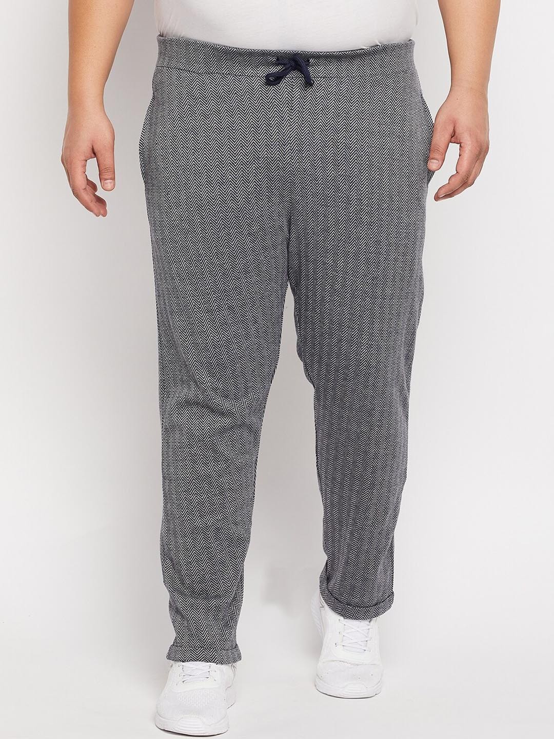 

AUSTIVO Men Plus Size Drawstrings Printed Cotton Track Pants, Grey