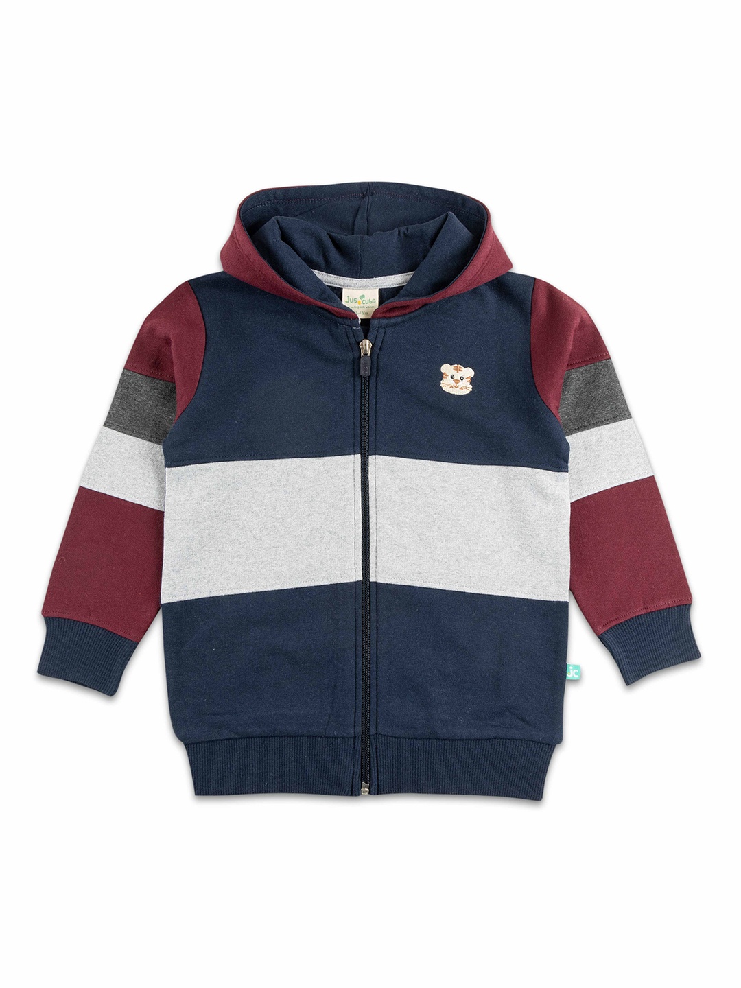 

JusCubs Boys Navy Blue Colourblocked Hooded Sweatshirt