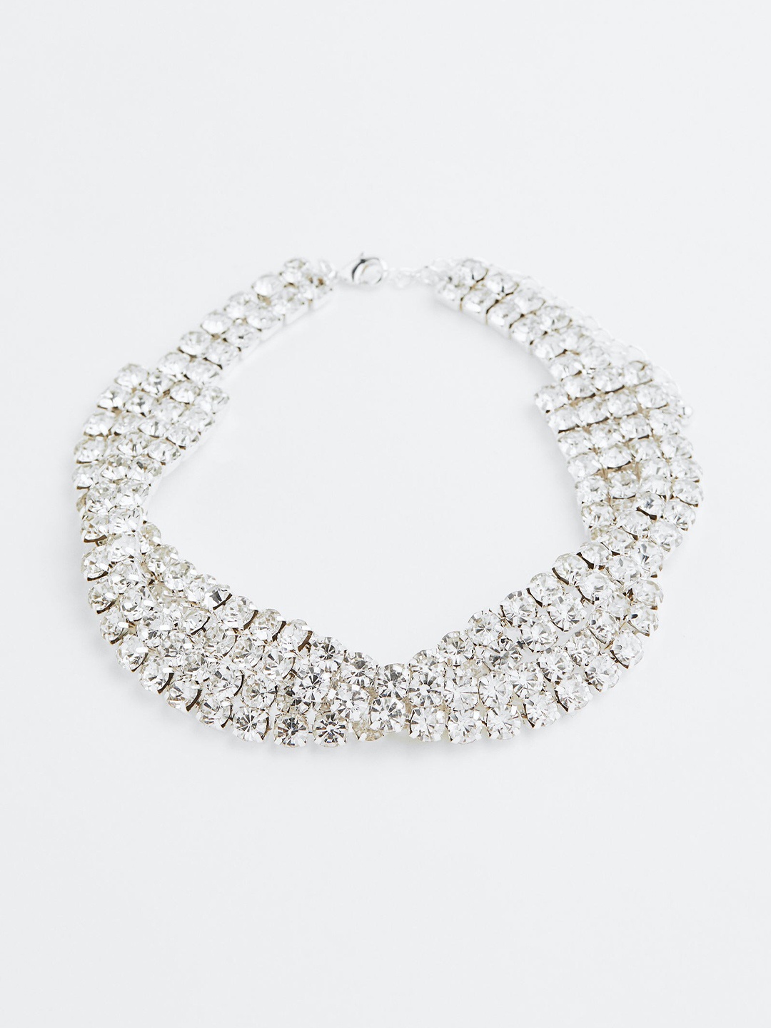 

H&M Silver-Toned Short Rhinestone Necklace