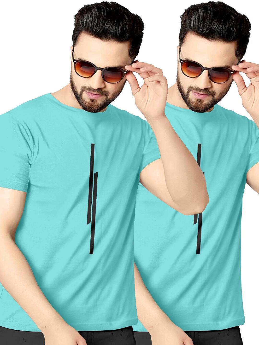 

KAJARU Men Pack Of 2 Blue T-shirt