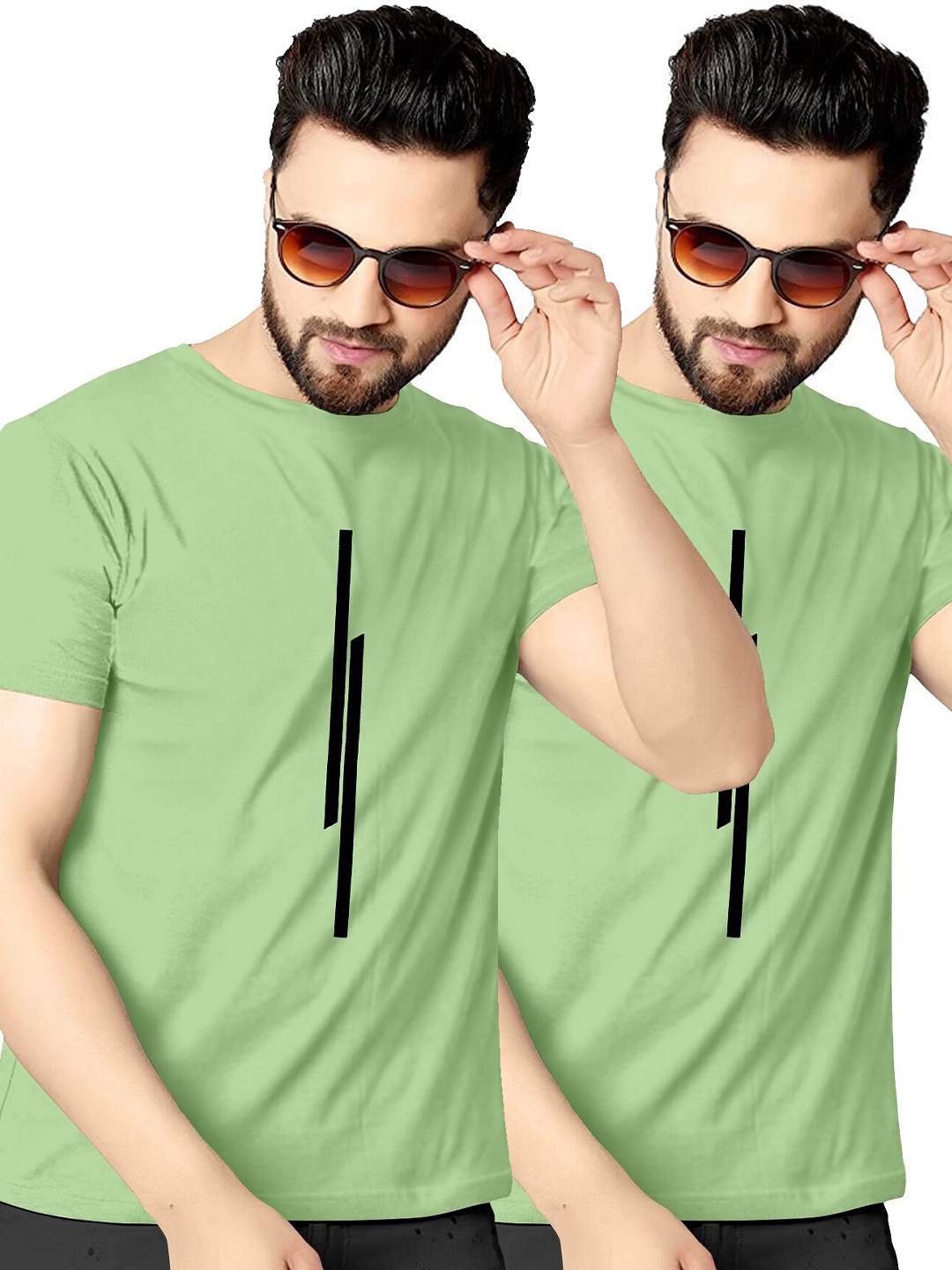 

KAJARU Men Pack Of 2 Green T-shirt
