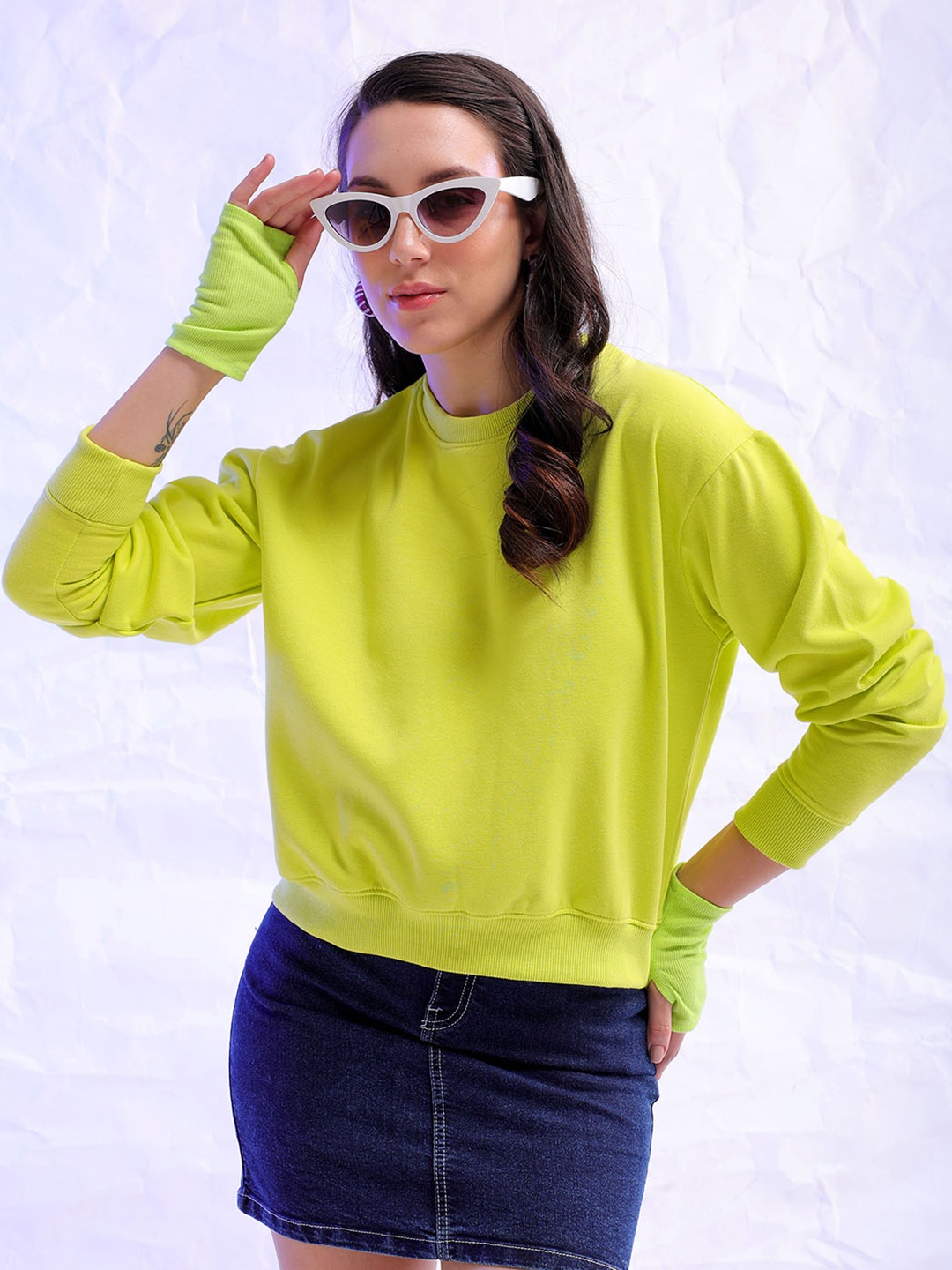 Freehand by The Indian Garage Co Round Neck Pullover Sweatshirt, Green