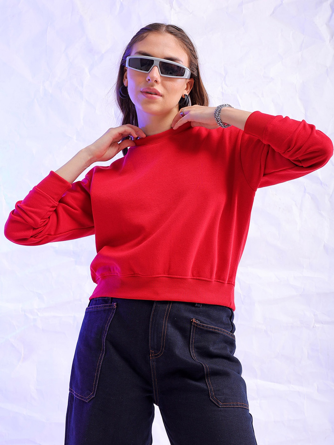 

Freehand by The Indian Garage Co Round Neck Pullover Sweatshirt, Red