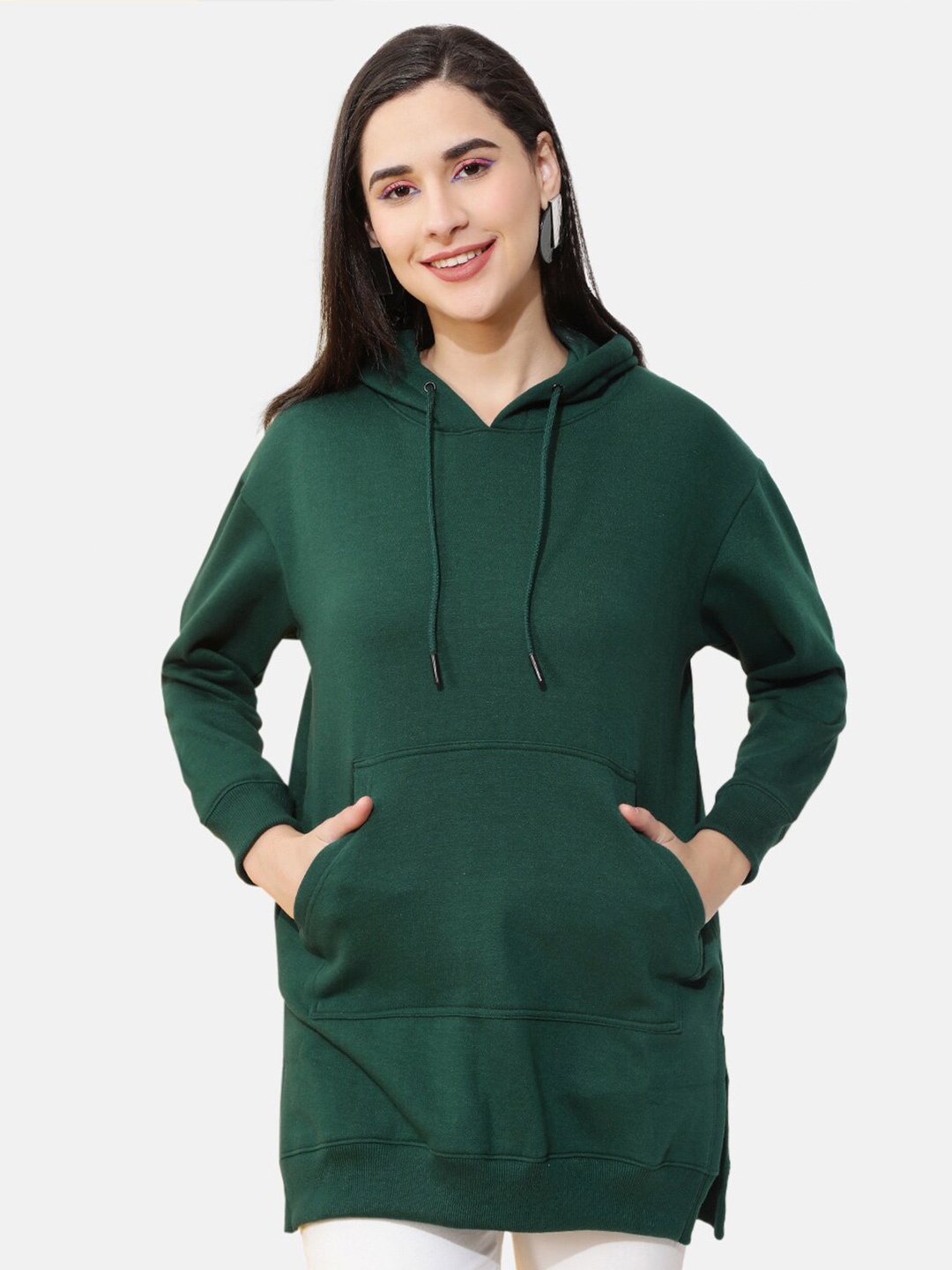 

Freehand by The Indian Garage Co Hooded Pullover Long Length Sweatshirt, Green