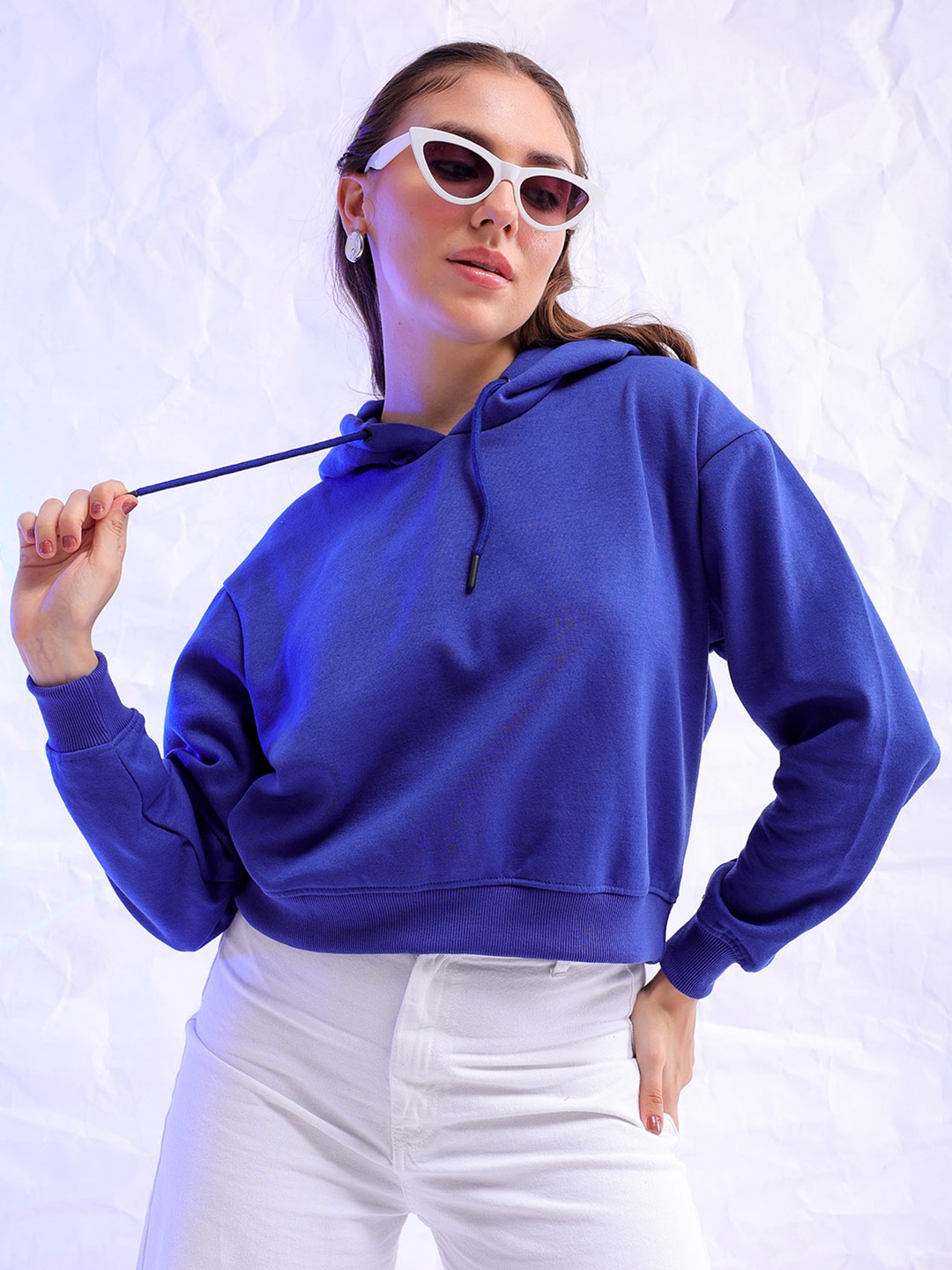 

Freehand by The Indian Garage Co Women Blue Hooded Sweatshirt