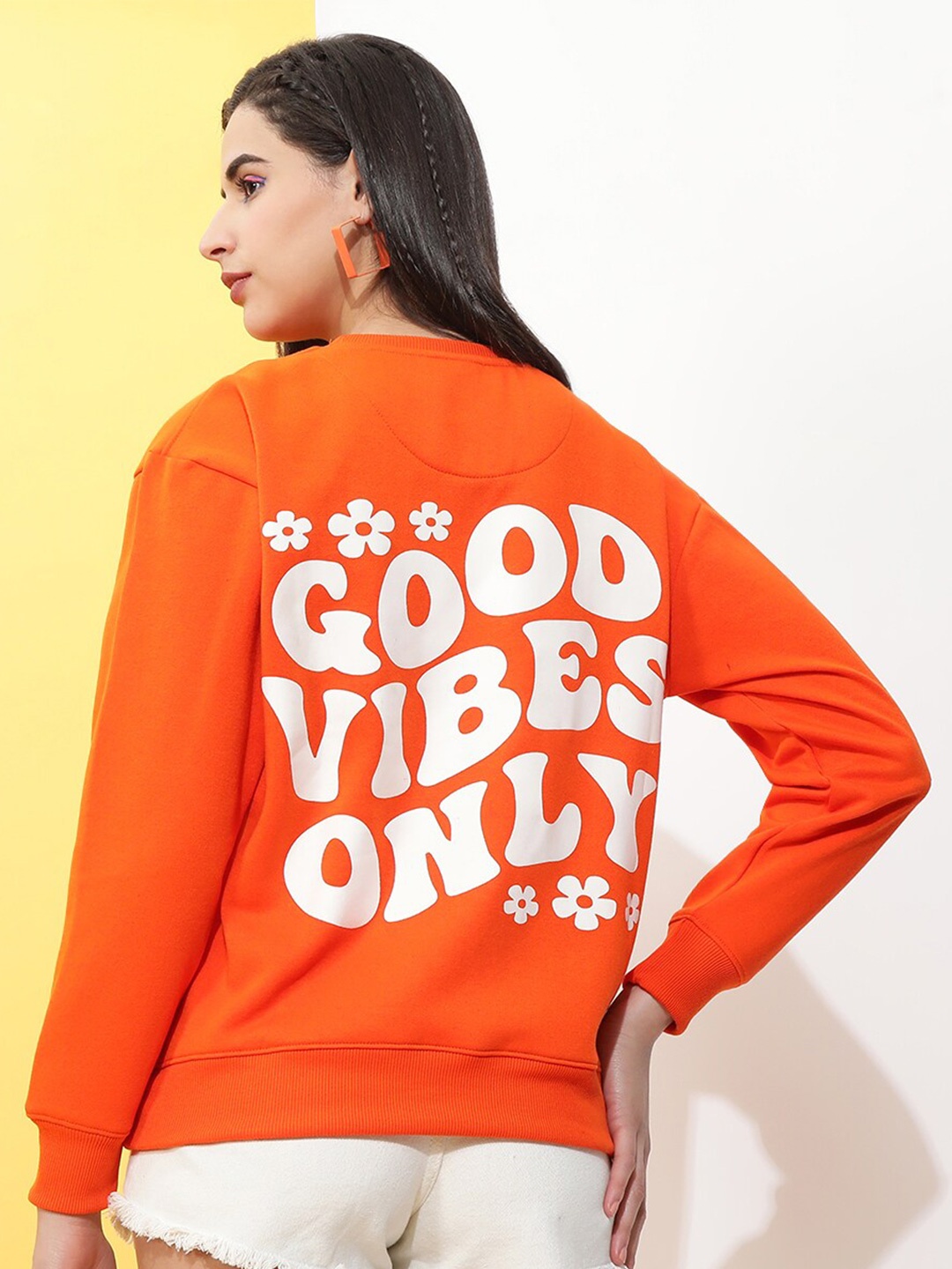 

Freehand by The Indian Garage Co Women Orange Printed Sweatshirt