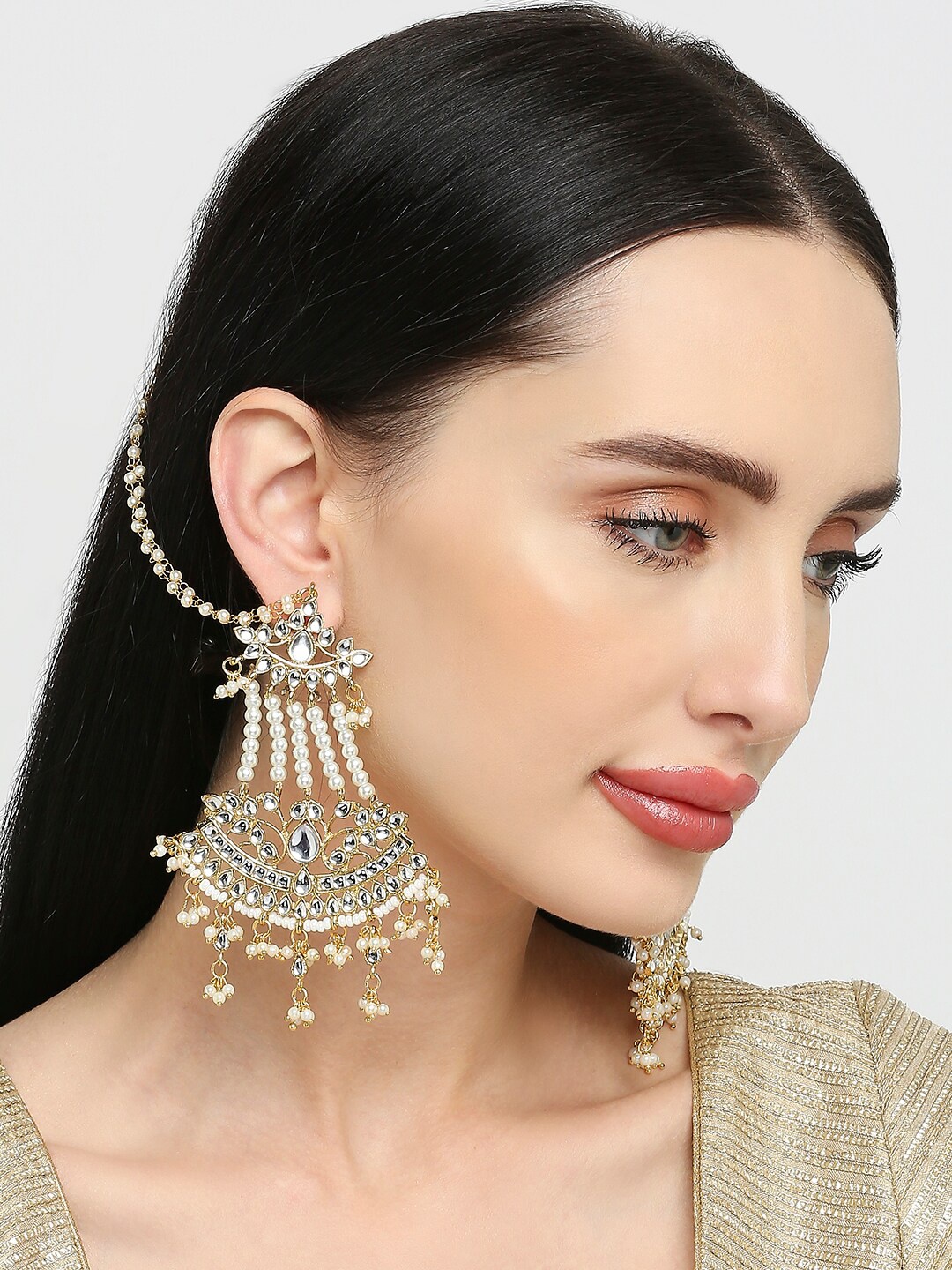 

OOMPH Gold-Toned Contemporary Chandbalis Earrings