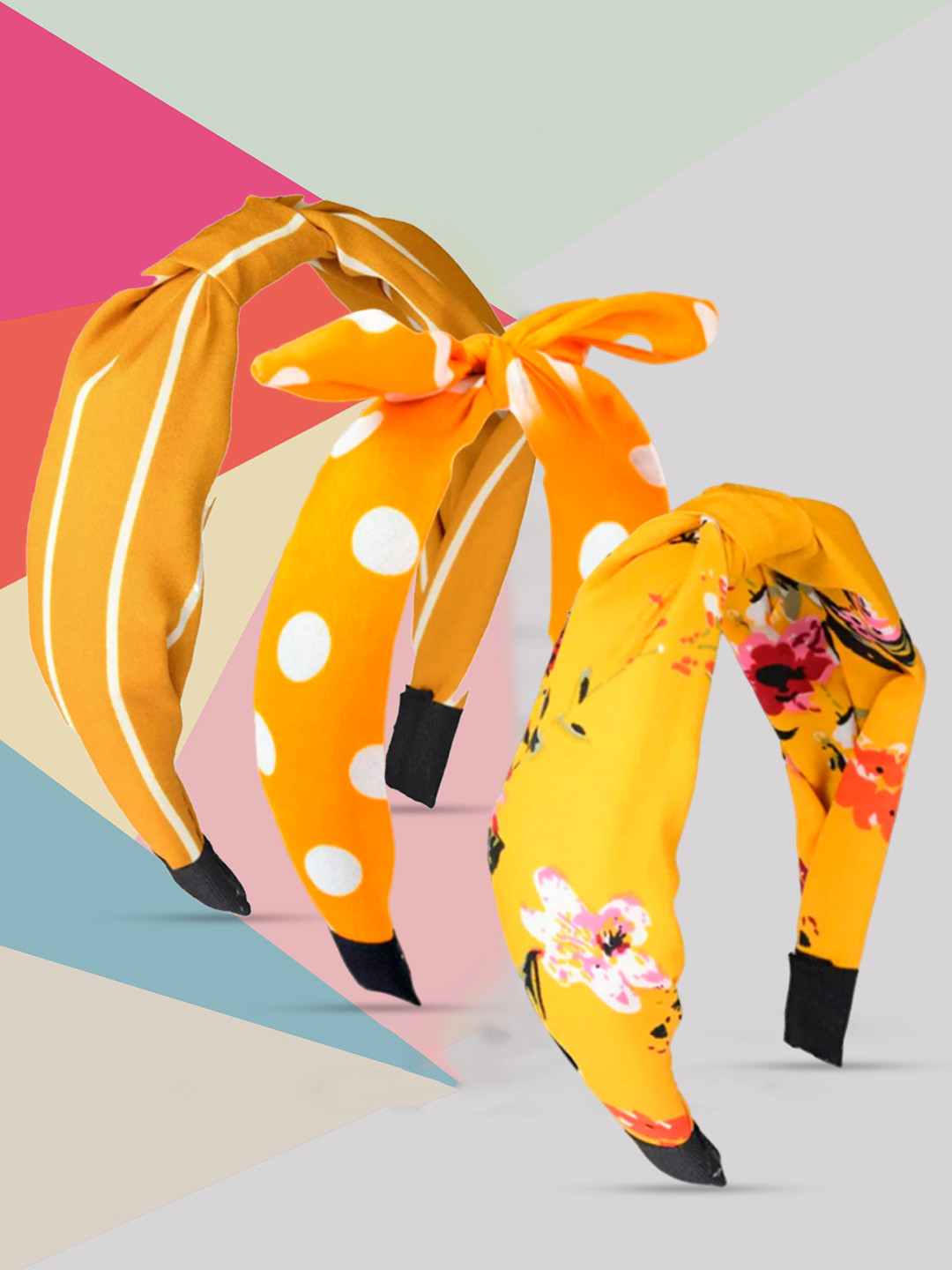 

OOMPH Women Set of 3 Hairbands, Yellow