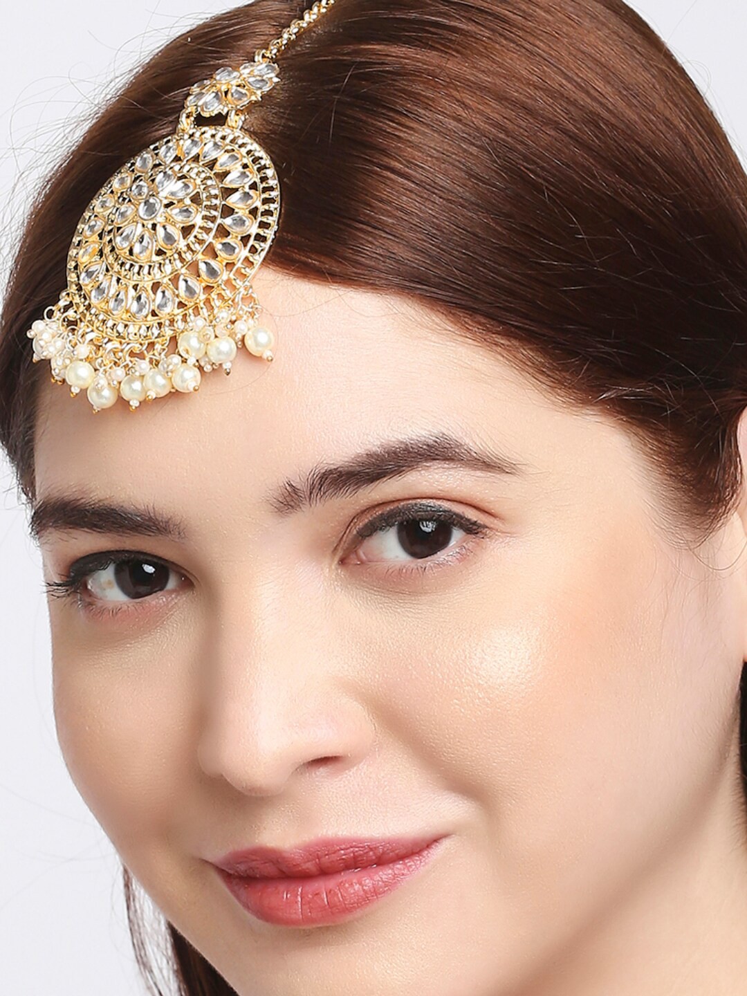 

OOMPH Gold-Plated Kundan Studded & Beaded Maangtika