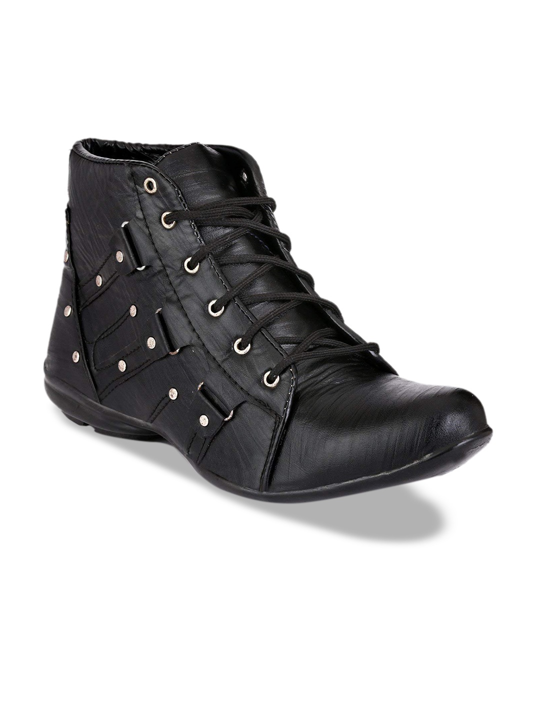 

JOKATOO Men Mid-Top Embellished Boots, Black
