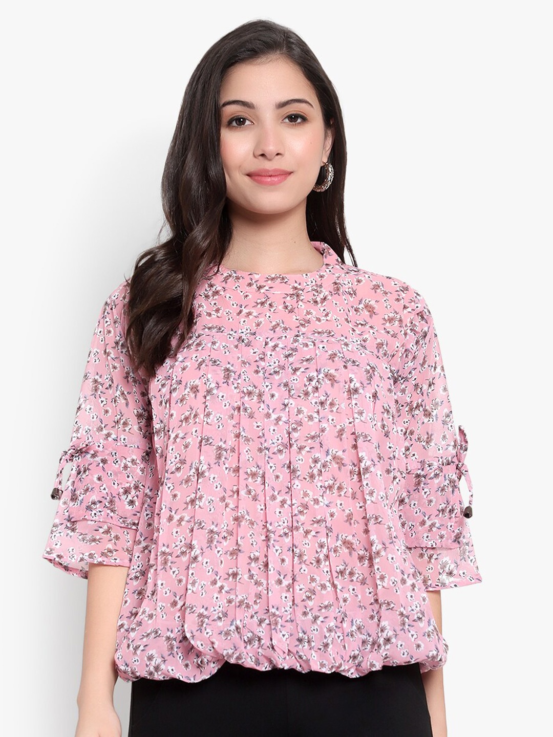 

SKY HEIGHTS Floral Printed Georgette Top, Pink