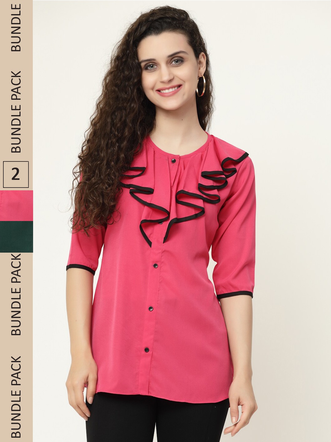 

MISS AYSE Pack of 2 Shirt Style Top, Pink