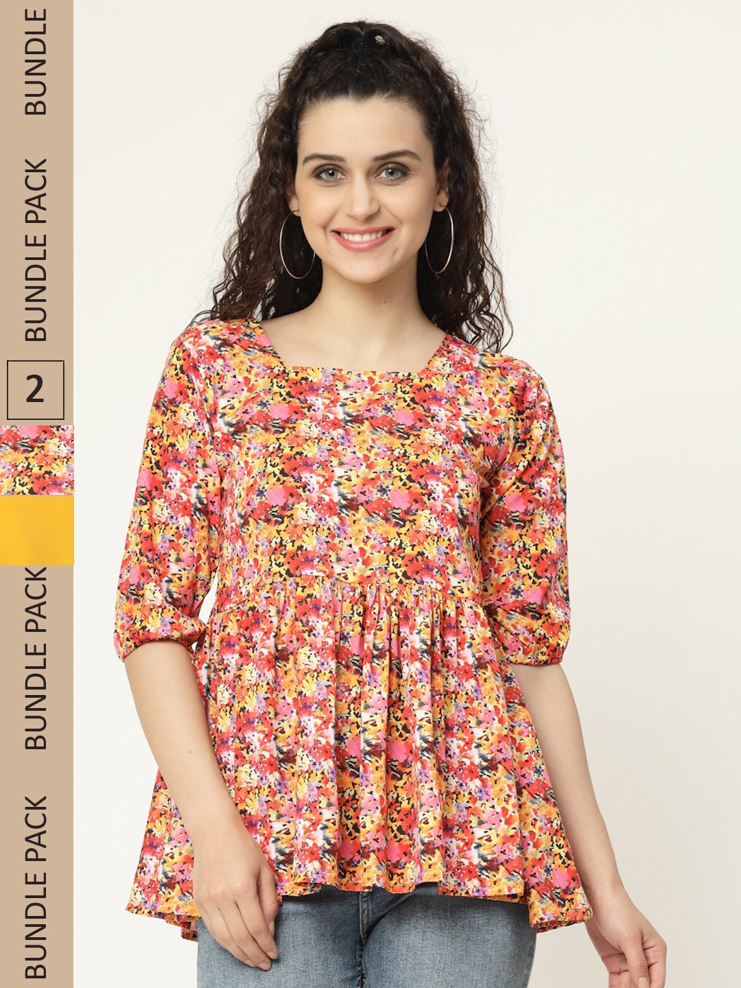 

MISS AYSE Orange & Yellow Pack Of 2 Shirt Style Top