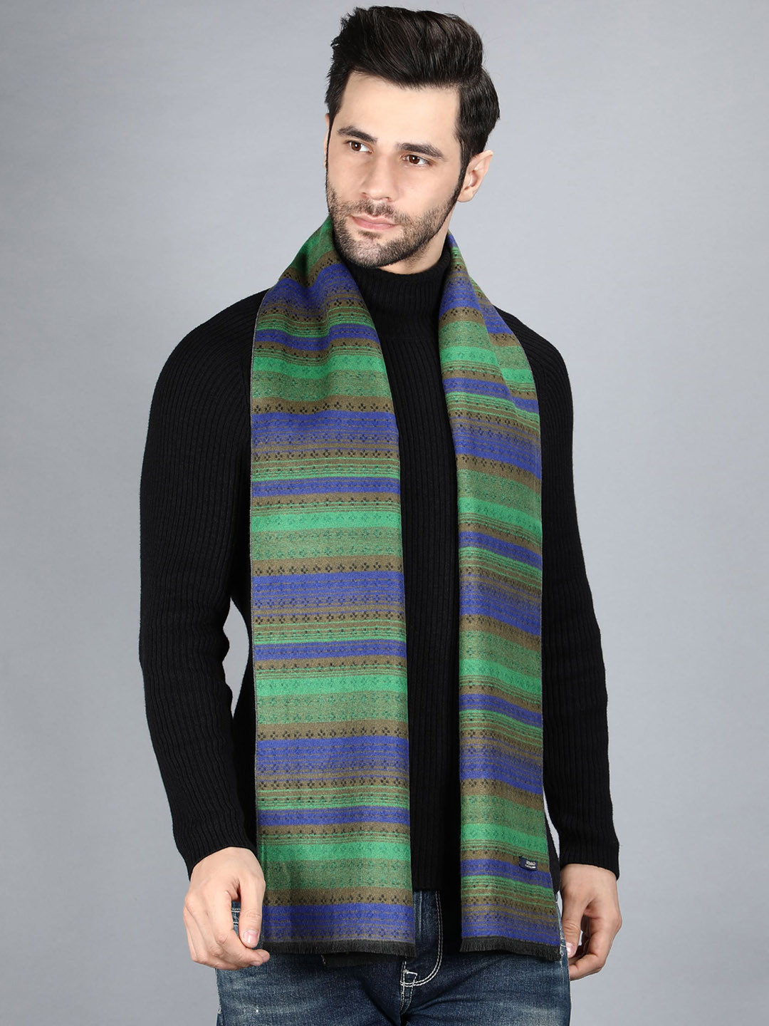 

Alvaro Castagnino Men Green & Blue Printed Muffler