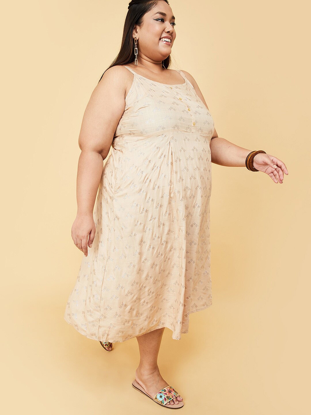

max Shoulder Straps Midi Dress, Off white