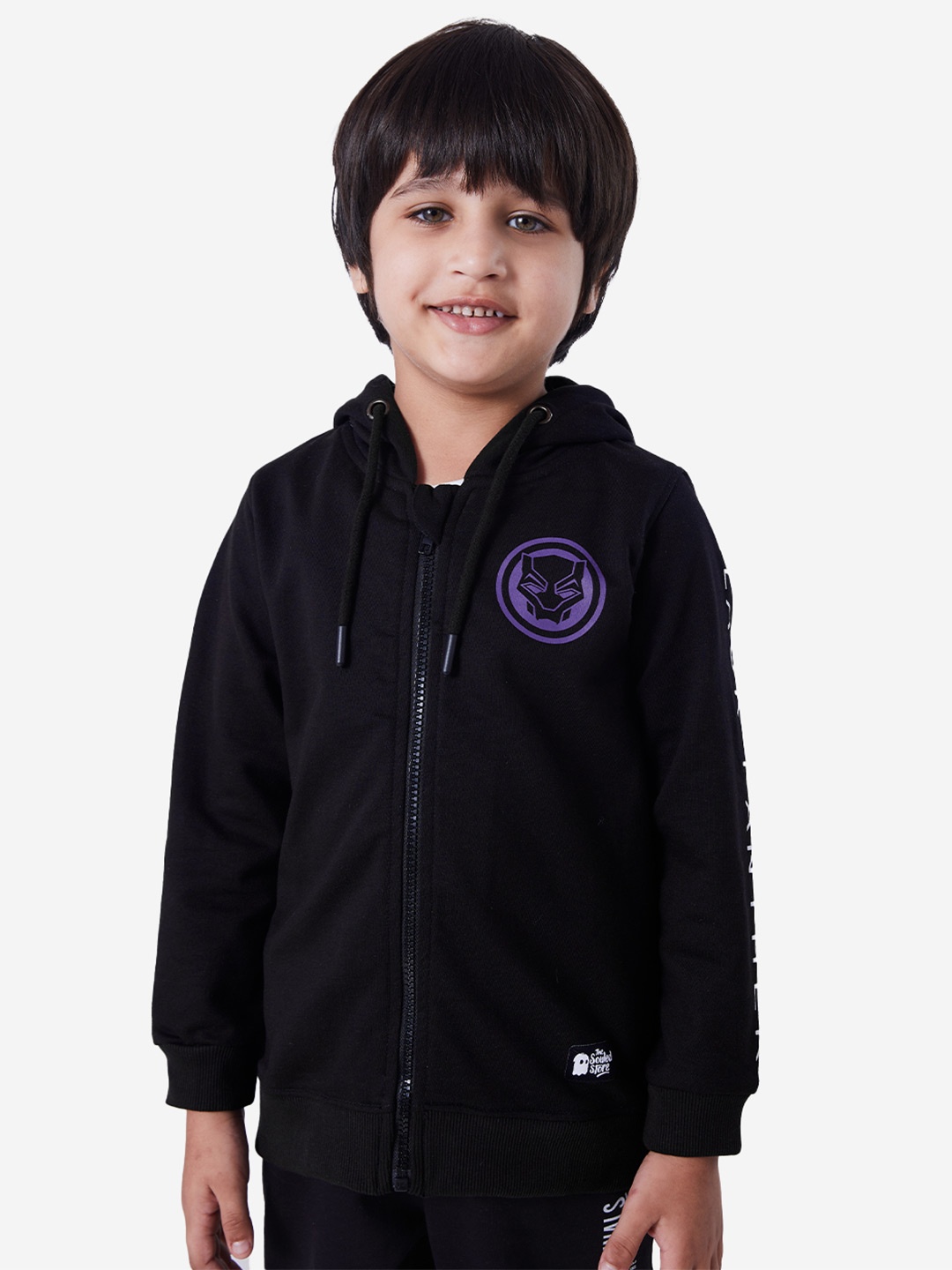 

The Souled Store Boys Black Hooded Cotton Sweatshirt