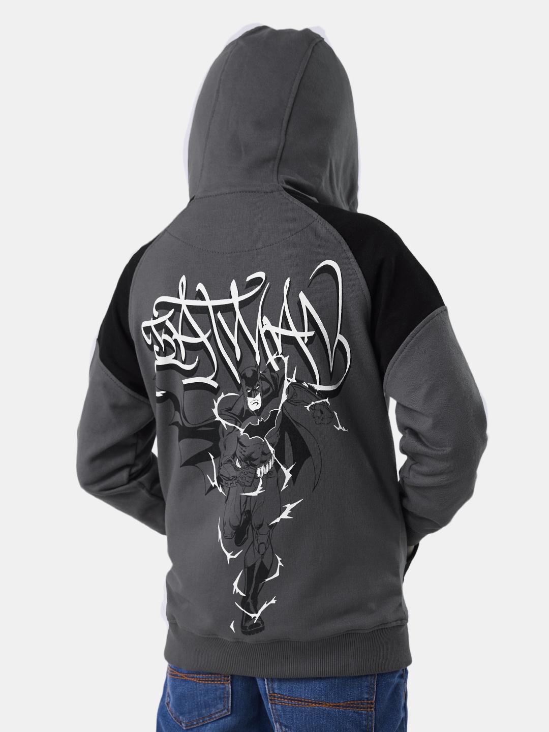 

The Souled Store Boys Grey Colourblocked Hooded Sweatshirt