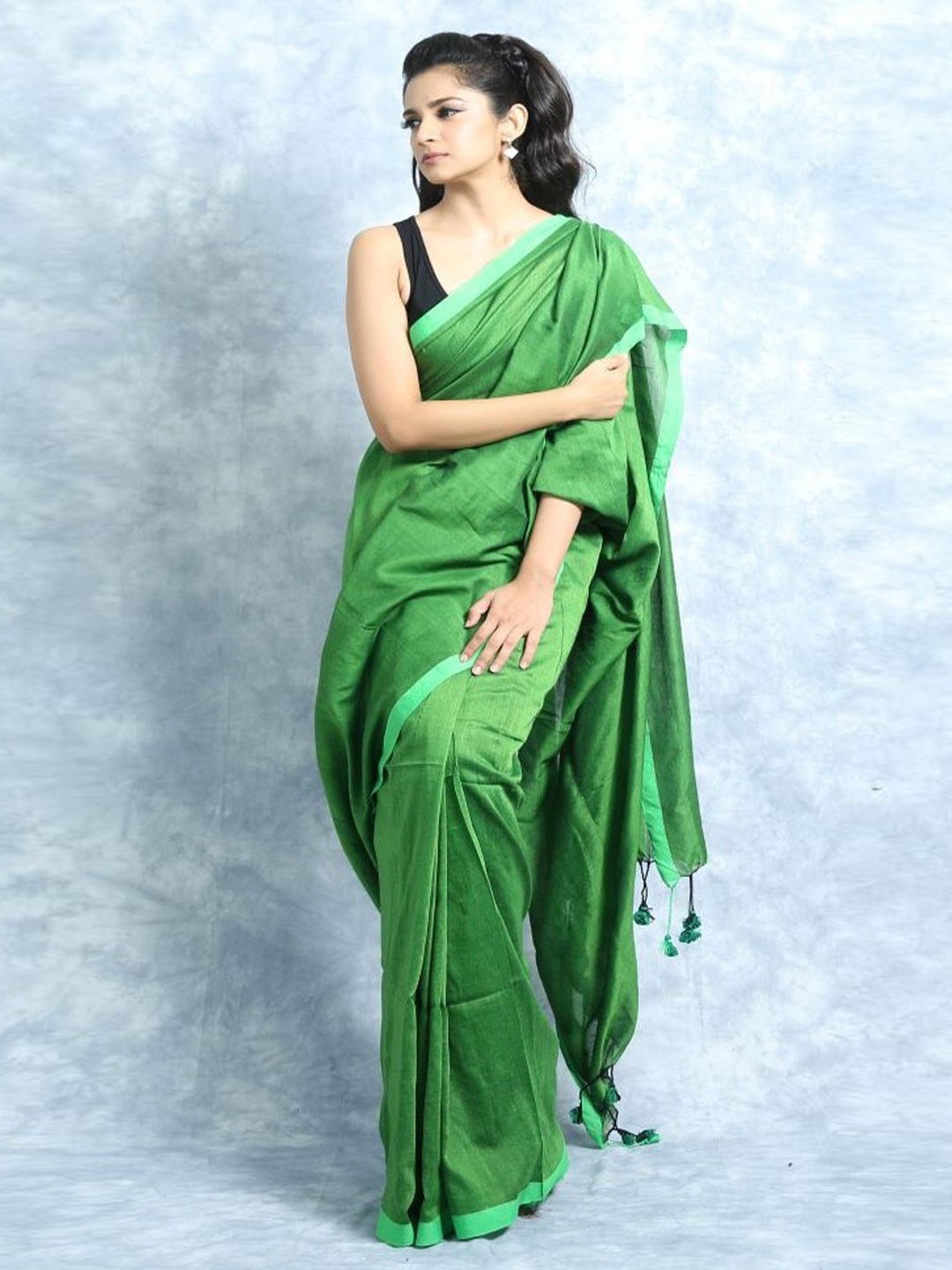 

HERE&NOW Green Pure Cotton Khadi Saree
