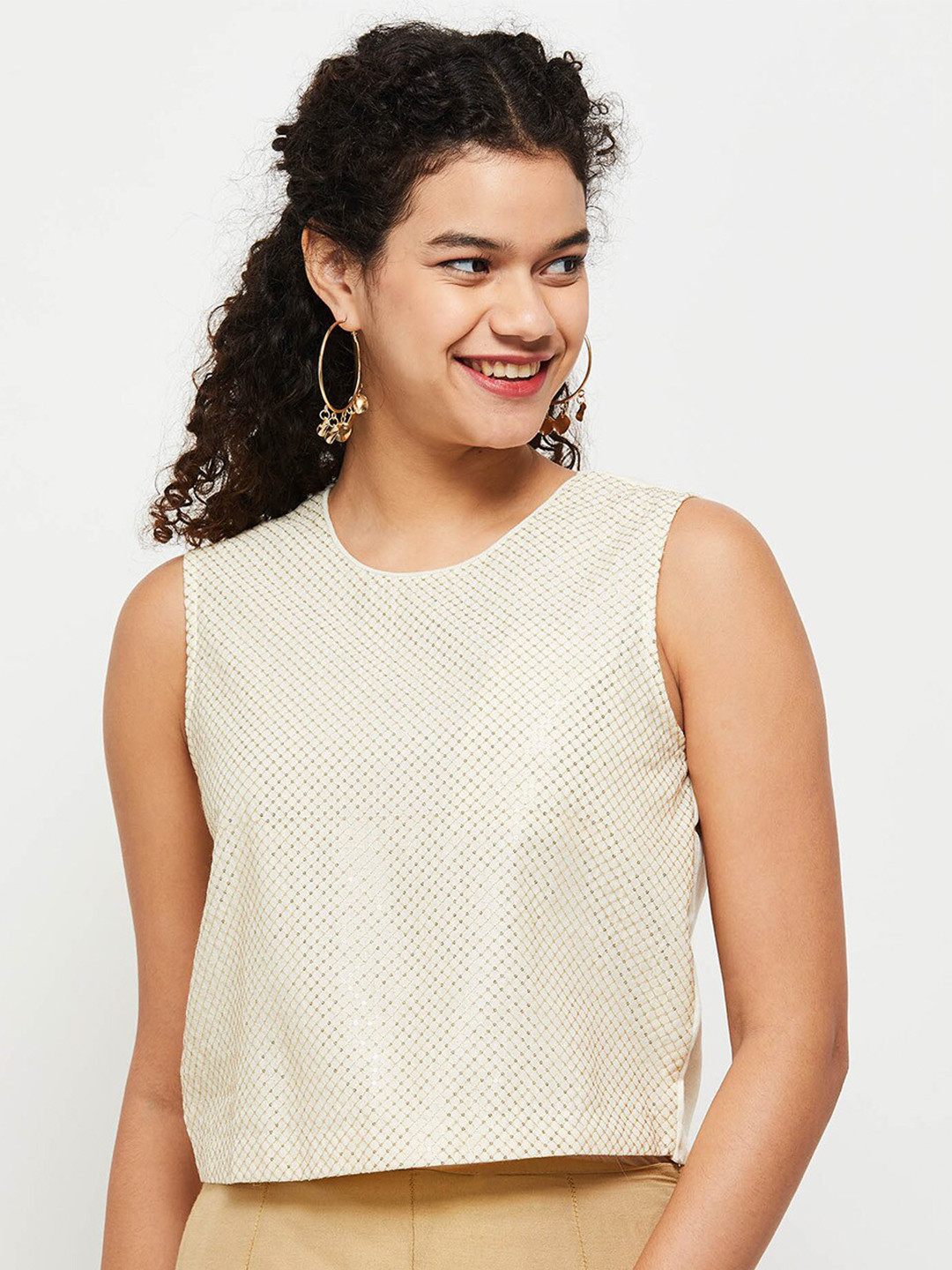 

max Embellished Ethnic Top, Off white