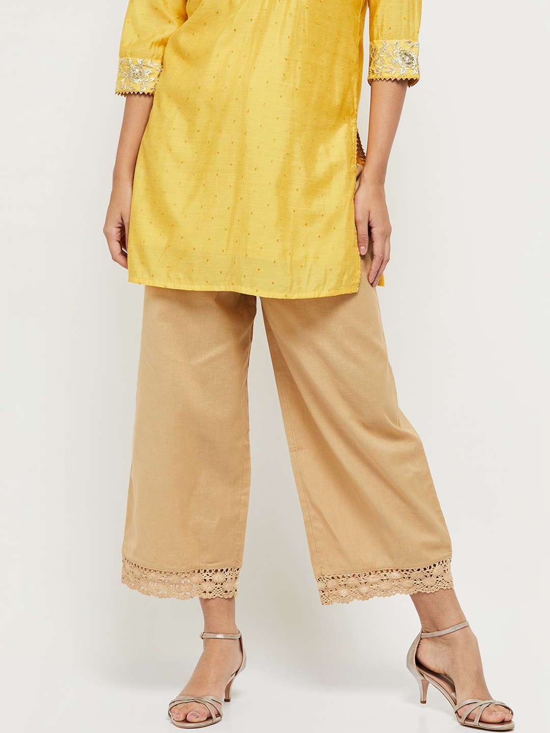 

max Women Cotton Trousers, Beige