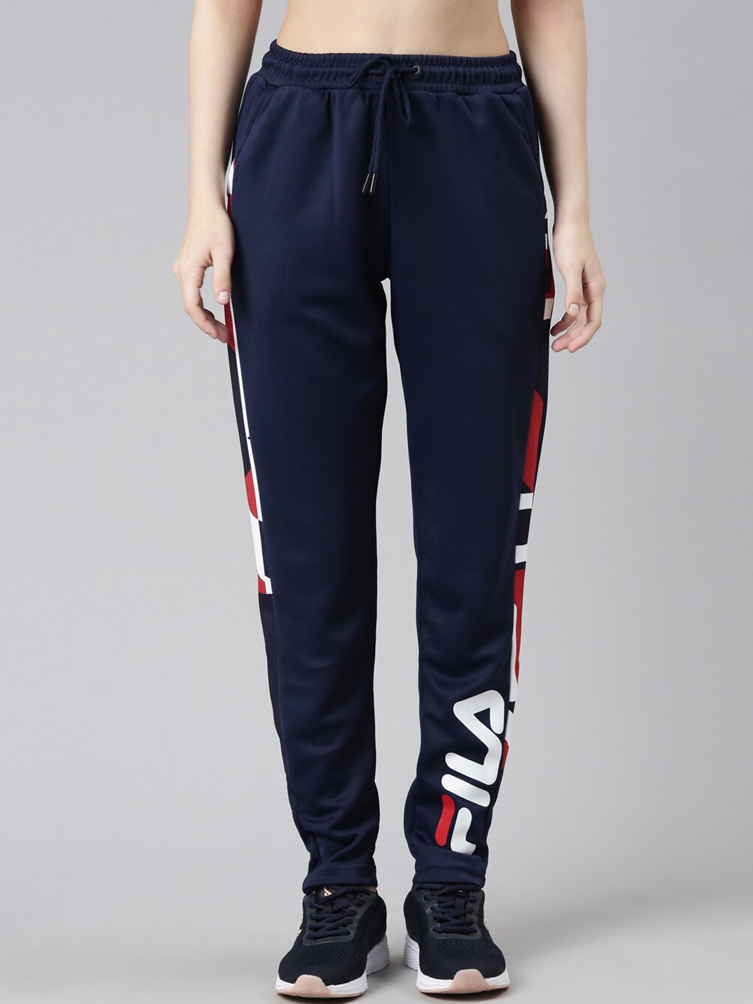 

FILA ANDY Women Brand Logo Printed Drawstrings Track Pants, Blue