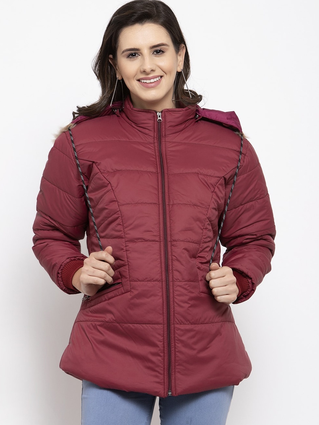 

VOXATI Women Maroon Longline Parka Jacket