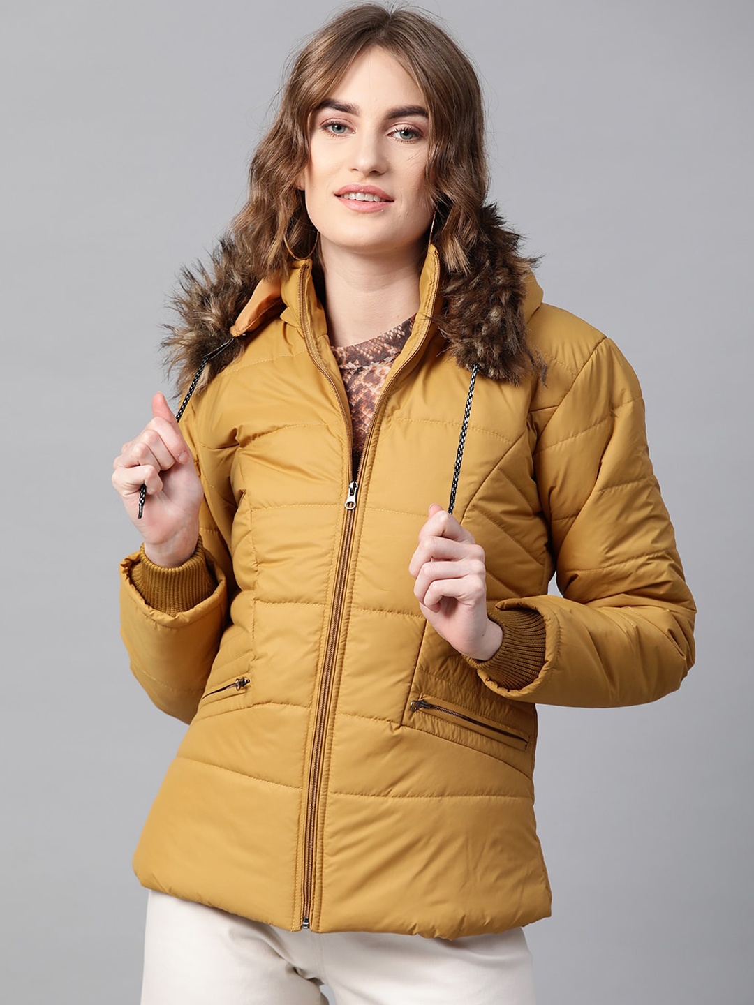 

VOXATI Women Mustard Yellow Longline Parka Jacket