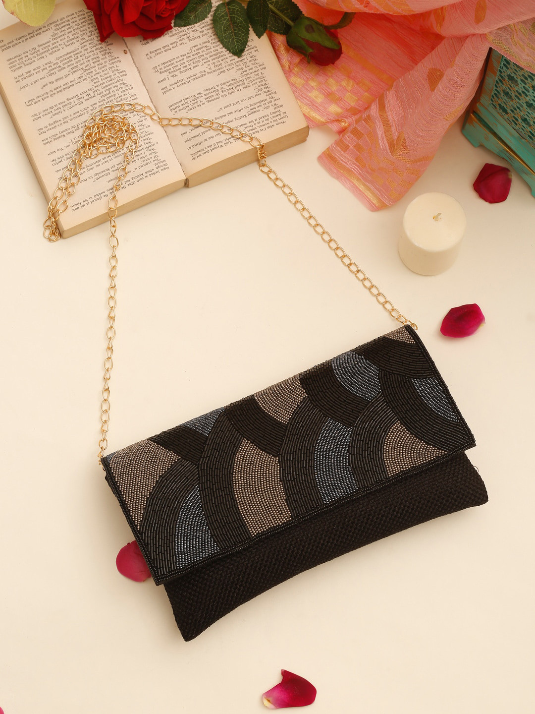 

GLAM STORY Black Printed Structured Sling Bag