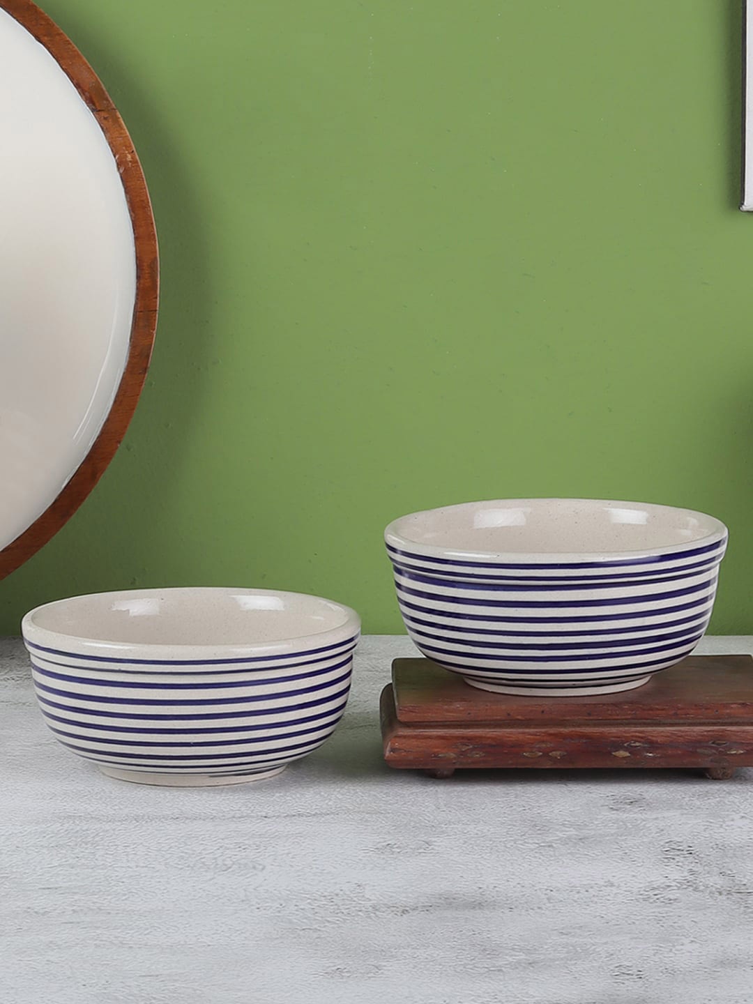 

VarEesha Parikrama Blue Set of 2 Spiral Ceramic Serving Bowls