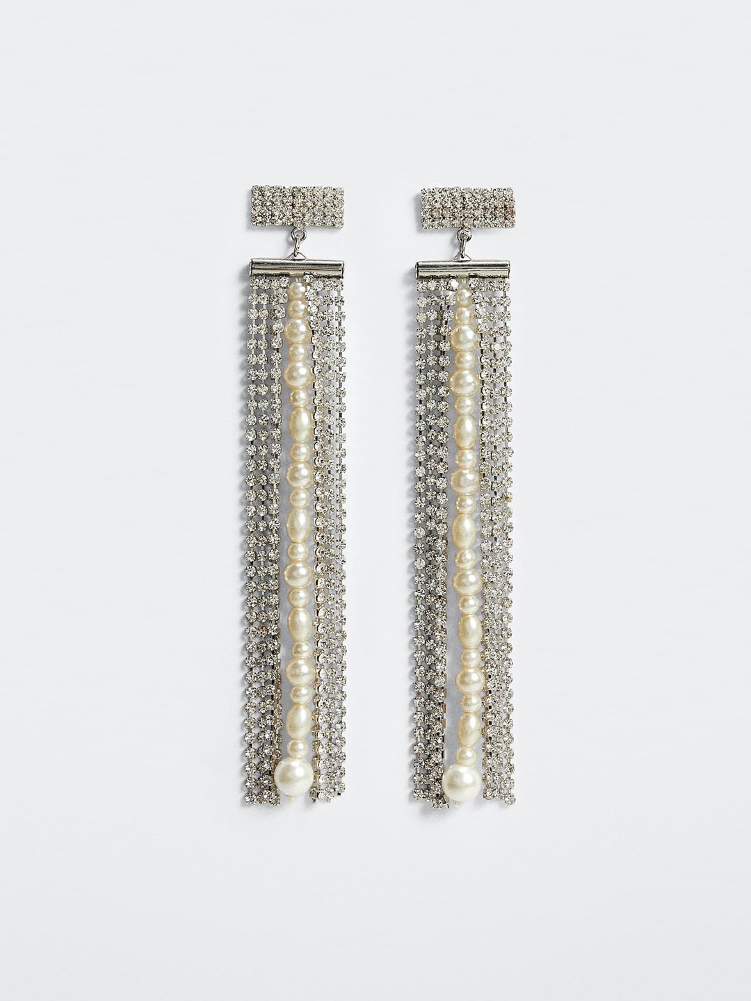 

MANGO Stone-Studded & Beaded Chandelier Drop Earrings, Gold