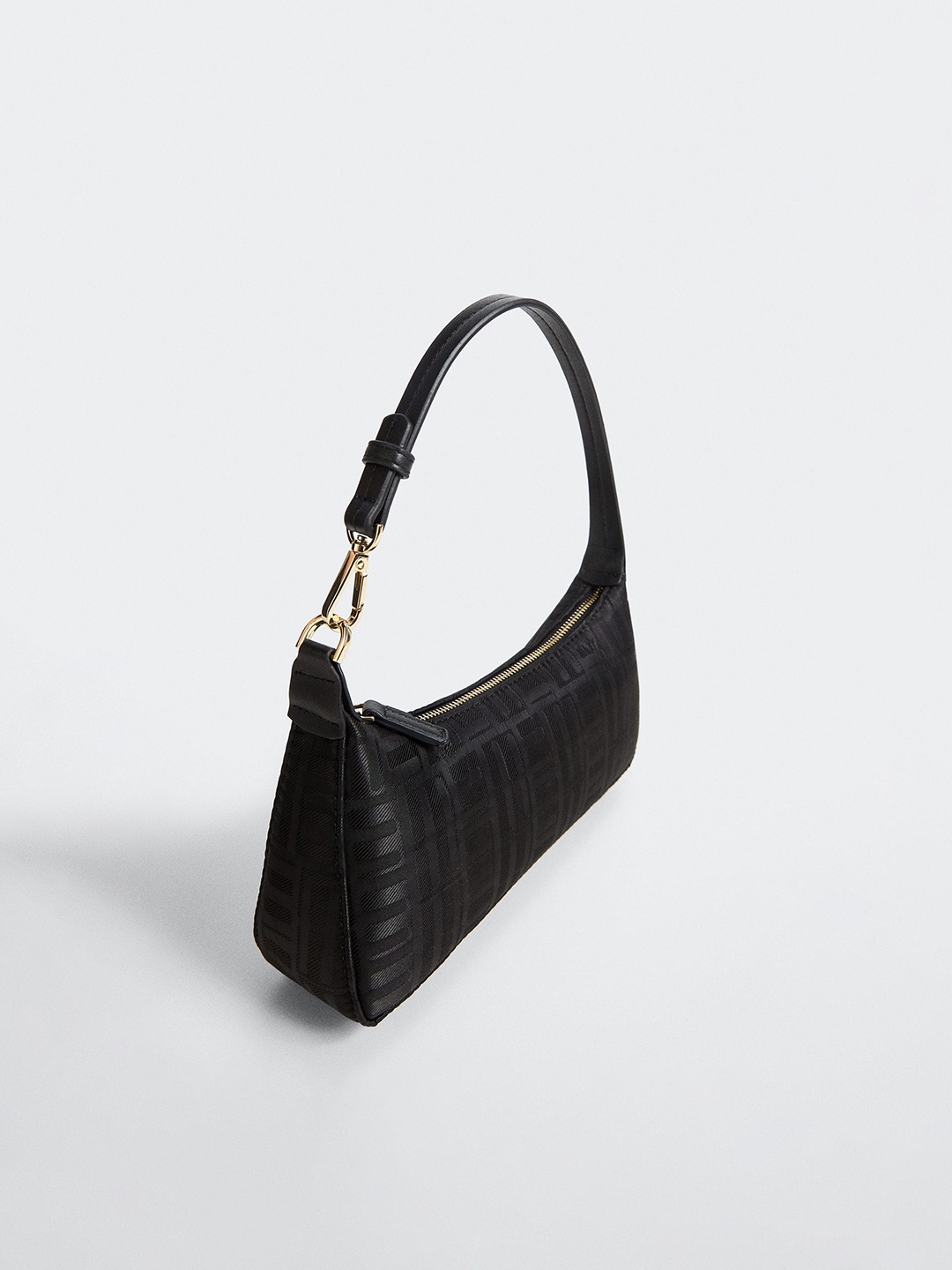 

MANGO Textured Structured Shoulder Bag, Black