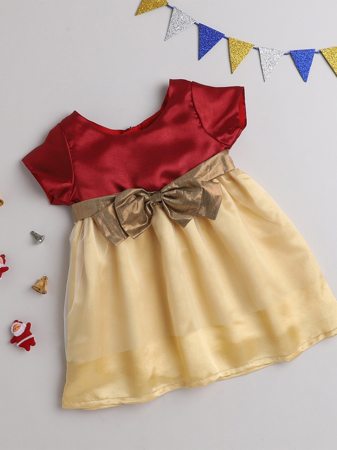 

MANY FROCKS & Colourblocked A-Line Dress, Cream