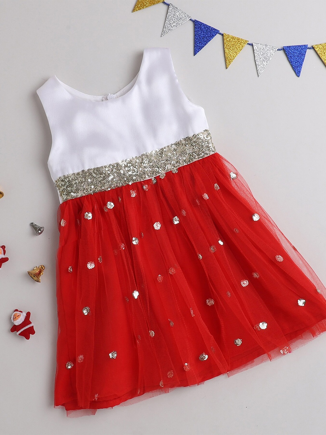 

MANY FROCKS & Colourblocked A-Line Dress, Red