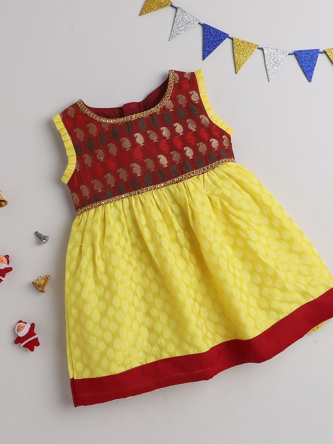 

MANY FROCKS & Ethnic Motifs A-Line Pure Cotton Dress, Yellow