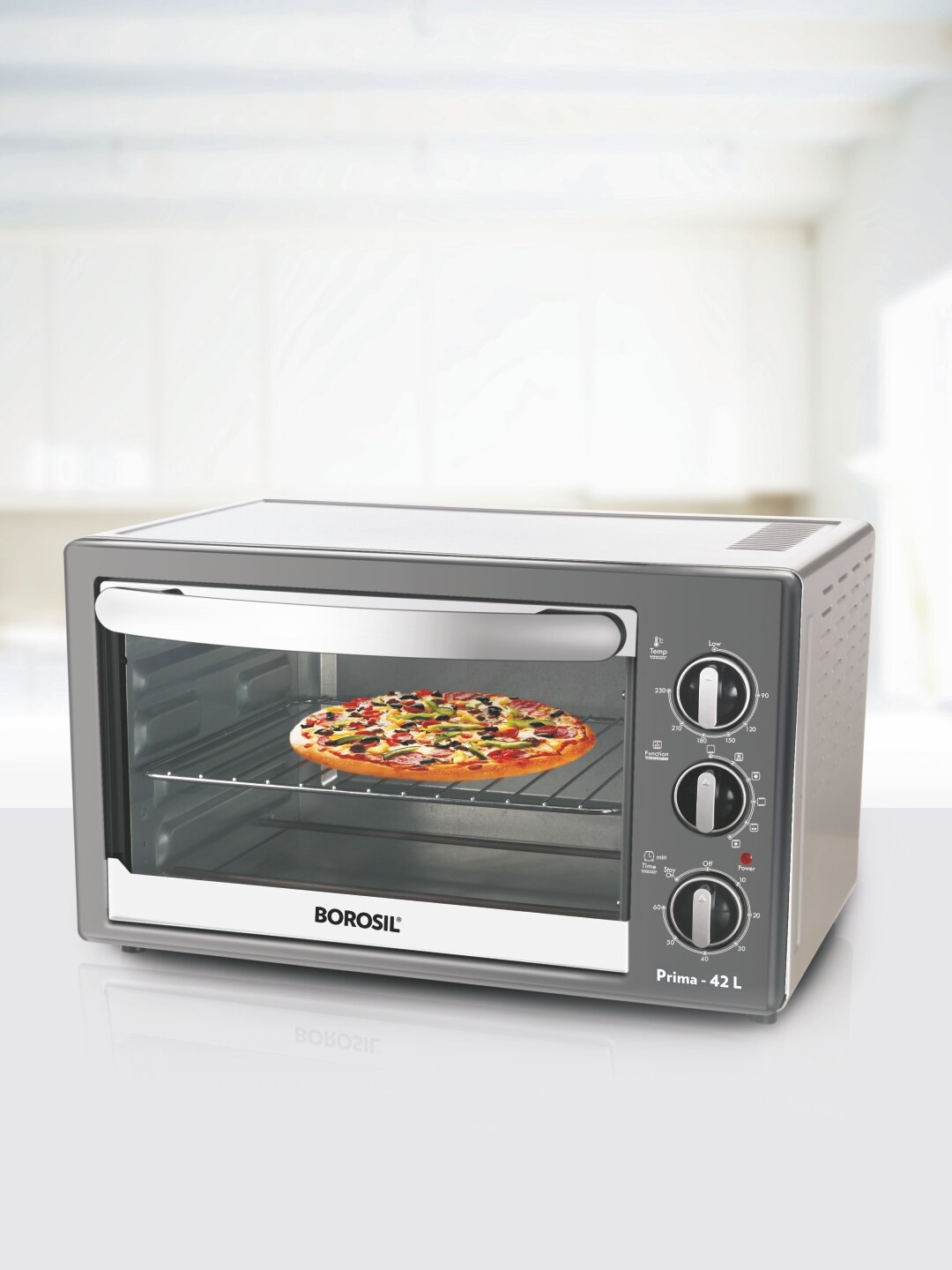 

BOROSIL Silver Toned Oven Toaster Grill With Motorised Rotisserie 6 Heating Modes 42L