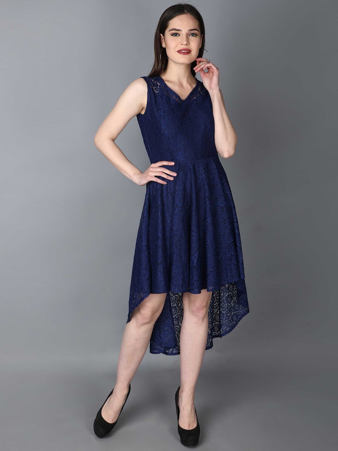 

Fashion Ritmo Net Formal V-Neck Midi Dress, Blue